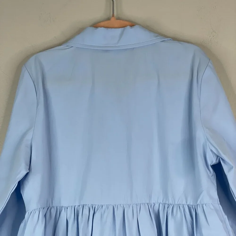 Boutique Button Up Dress Girls 6 Baby Blue Long Sleeve Preppy Layering Old Money